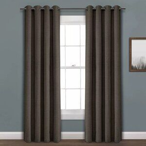 Lush Decor Faux Linen Absolute Blackout Single Charcoal Curtain Panel 52" x 84"